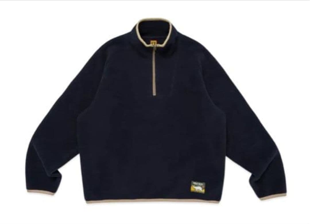 美品 Human Made ネイビー フリースジャケット ハーフジップ Lサイズ