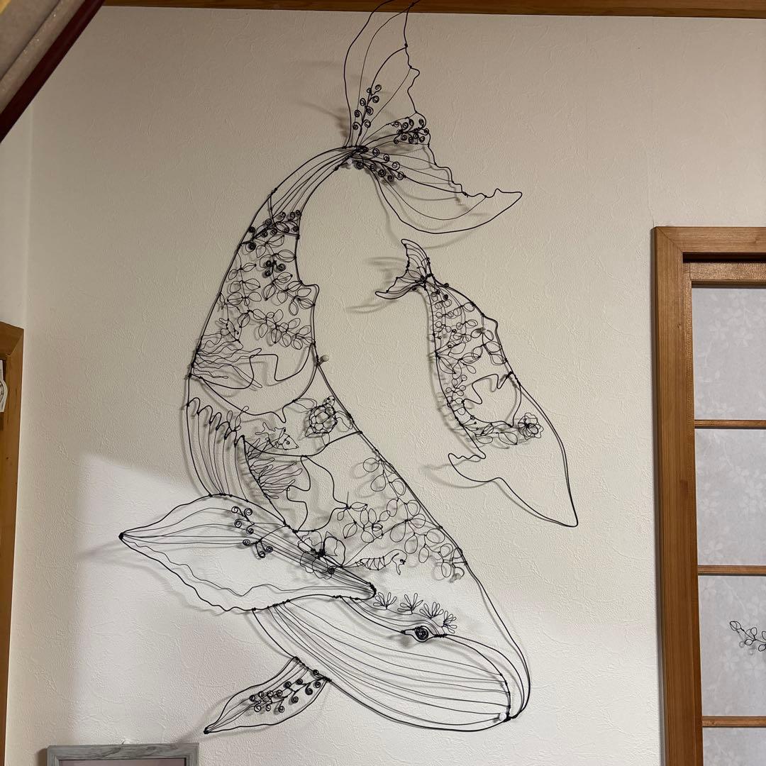 ワイヤーアート クジラ 壁掛け 大　ハンドメイド