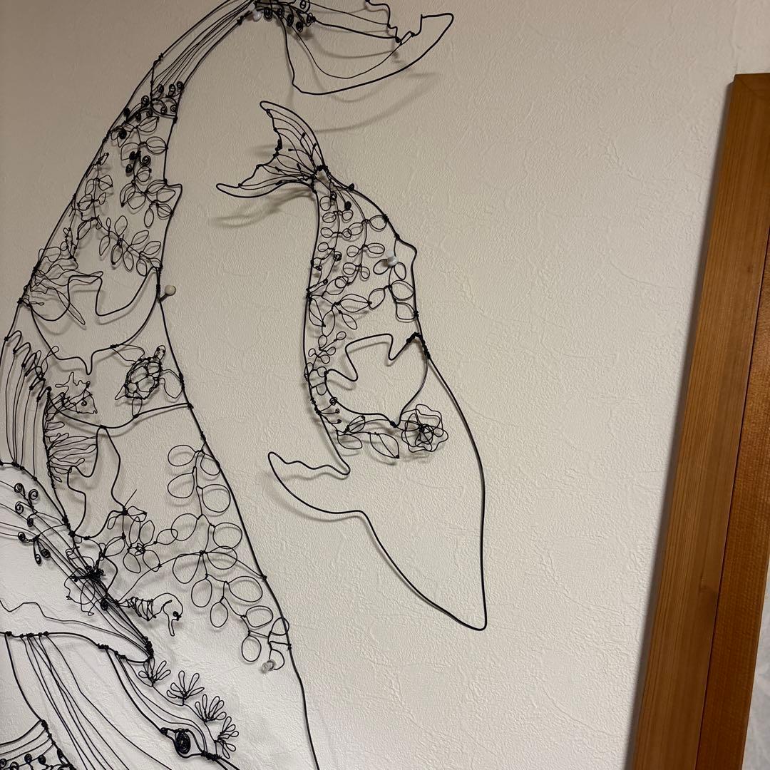 ワイヤーアート クジラ 壁掛け 大　ハンドメイド