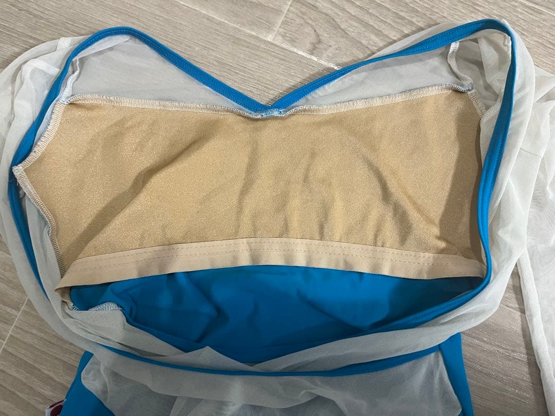 Yumiko Vネックメッシュ長袖10部丈レオタード　Lサイズ