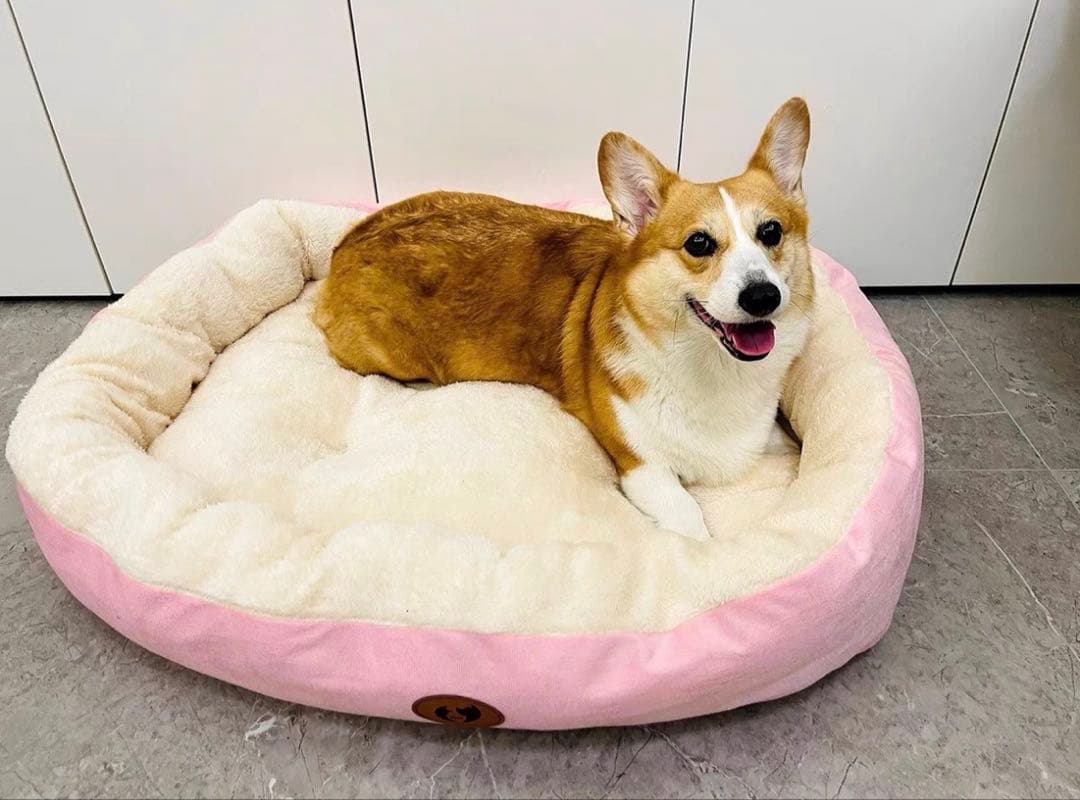 犬用フリースベッド ピンク 中型犬用
