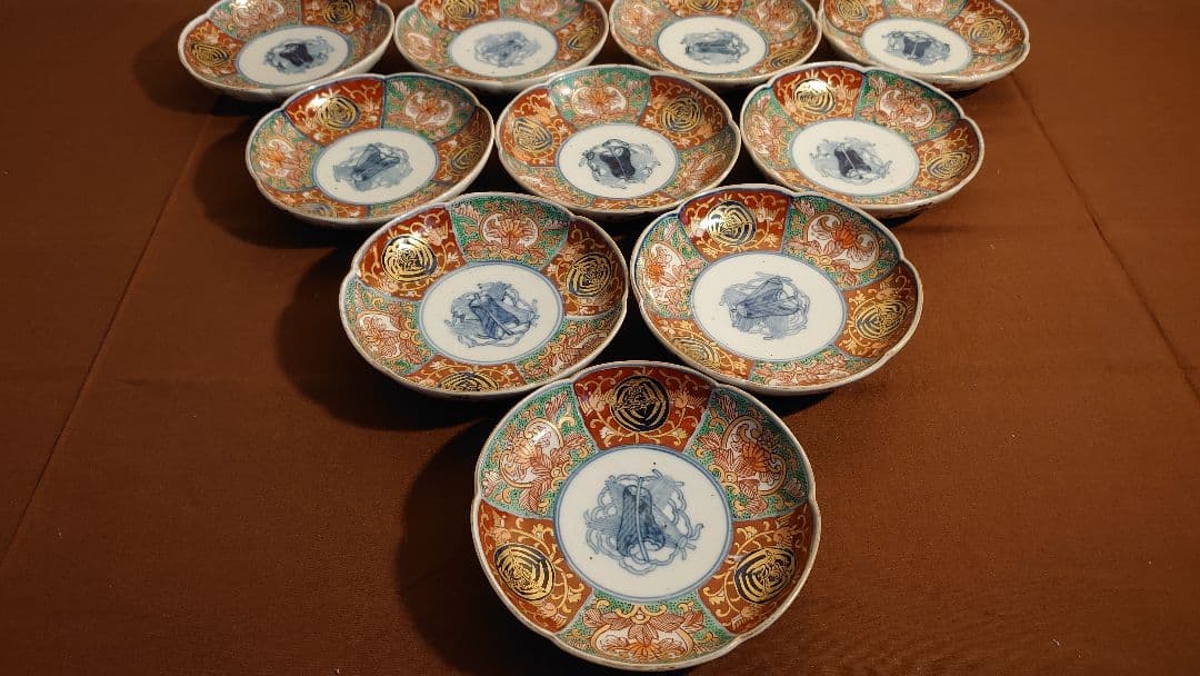 伊万里　古伊万里 　大聖寺伊万里 　 輪華皿 　 明治 　10客