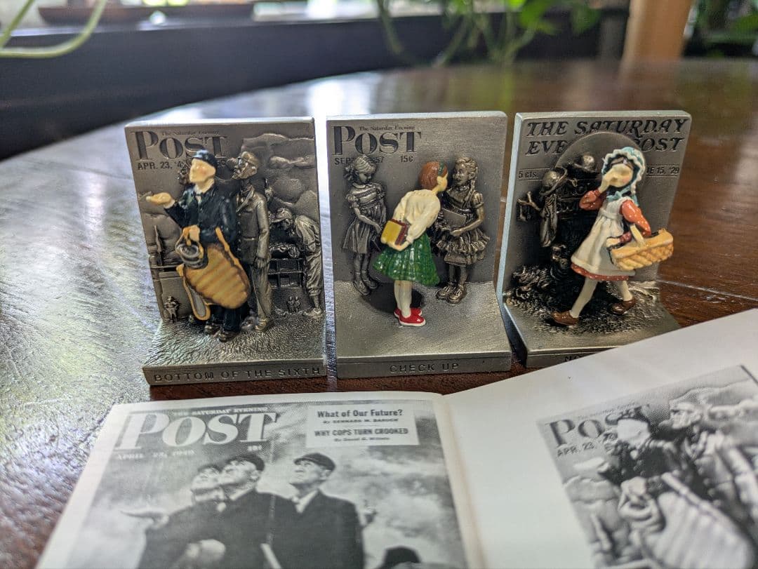 ５体限定 ノーマン・ロックウェル ピューターフィギュア 木製ディスプレーケース