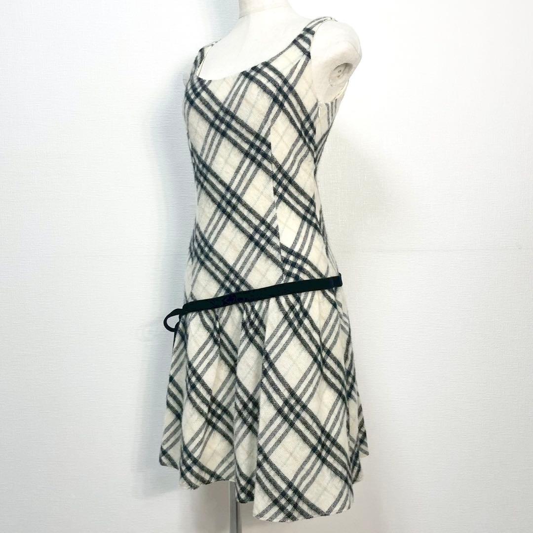y2k❤️BURBERRY BLUE LABEL チェック柄ベロアリボンワンピース