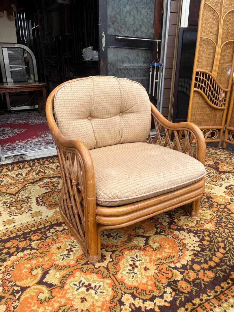 ラタン シングルソファー ② インテリア 昭和レトロ