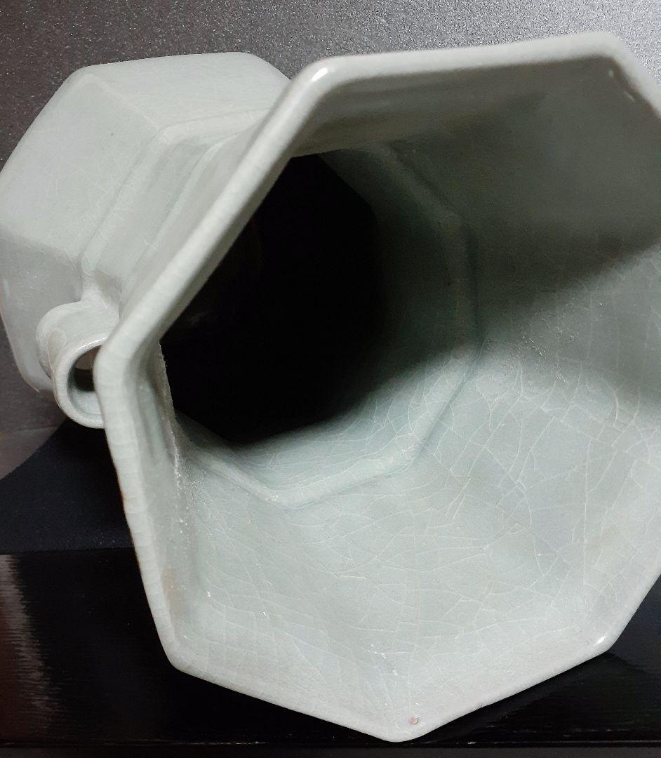 中国古美術　中国古陶磁器　中国古玩　中華民国期頃　倣【郊壇官窯】青磁　双耳　大瓶