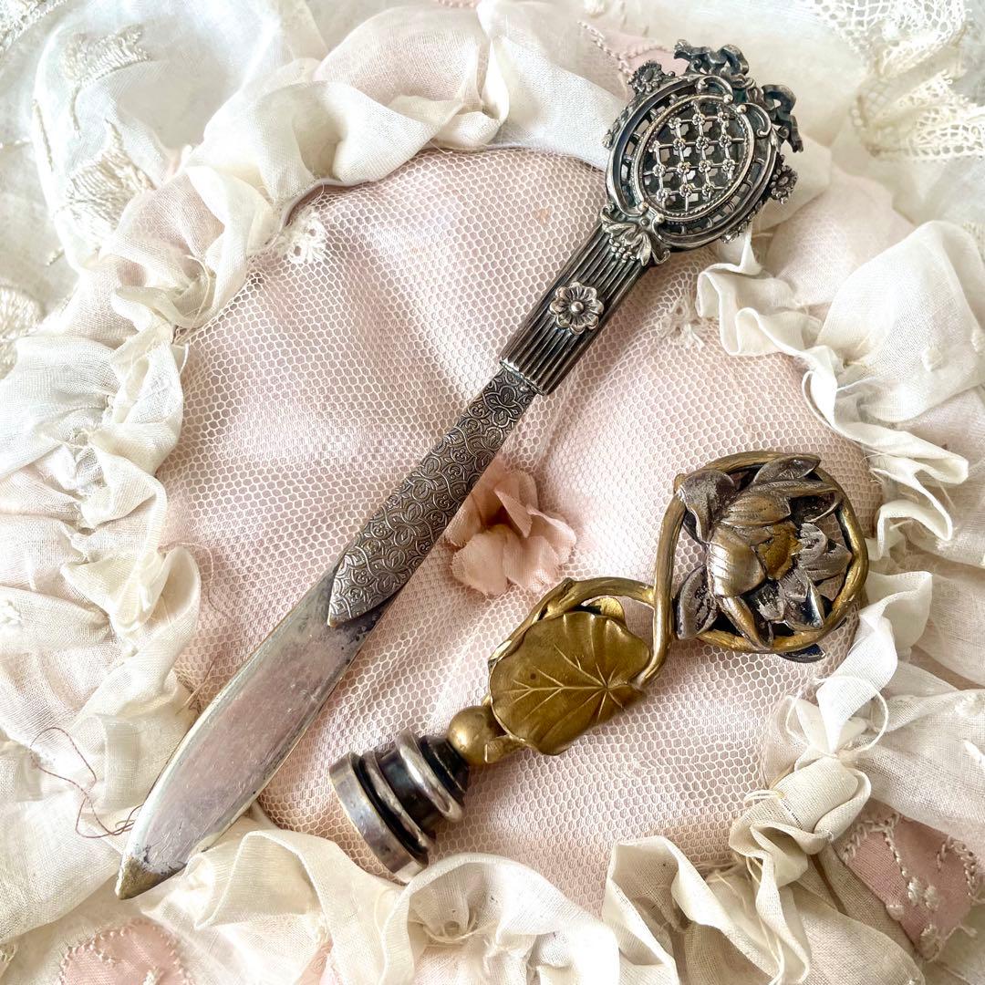 ネココネコ　　レターオープナー&ブックマーク　栞　フランスアンティーク