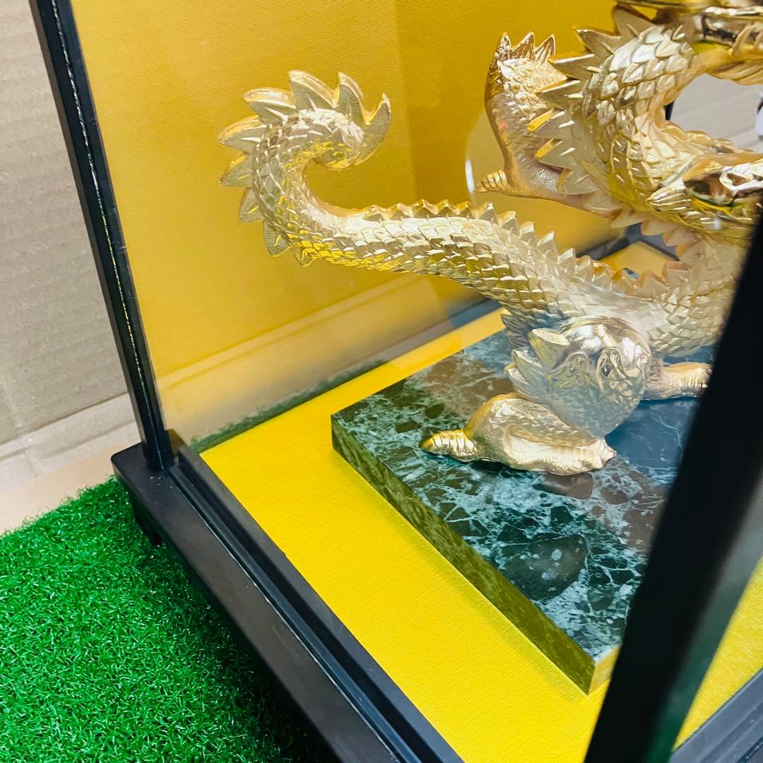 高岡銅器 竹中銅器 24KGP 黄金 龍神 鋳銅製 大理石台座 ケース付