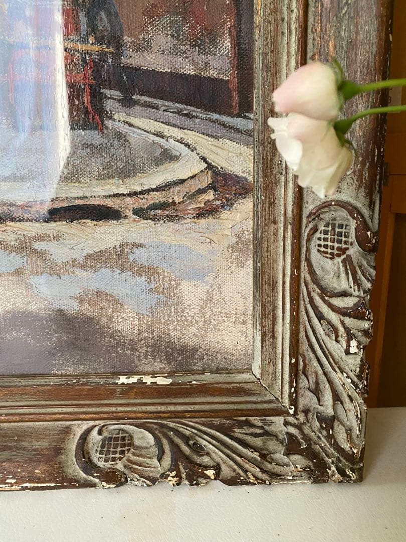 フェルナンド　ラバル　パリ風景　アンティーク　油絵　 油彩画　額縁