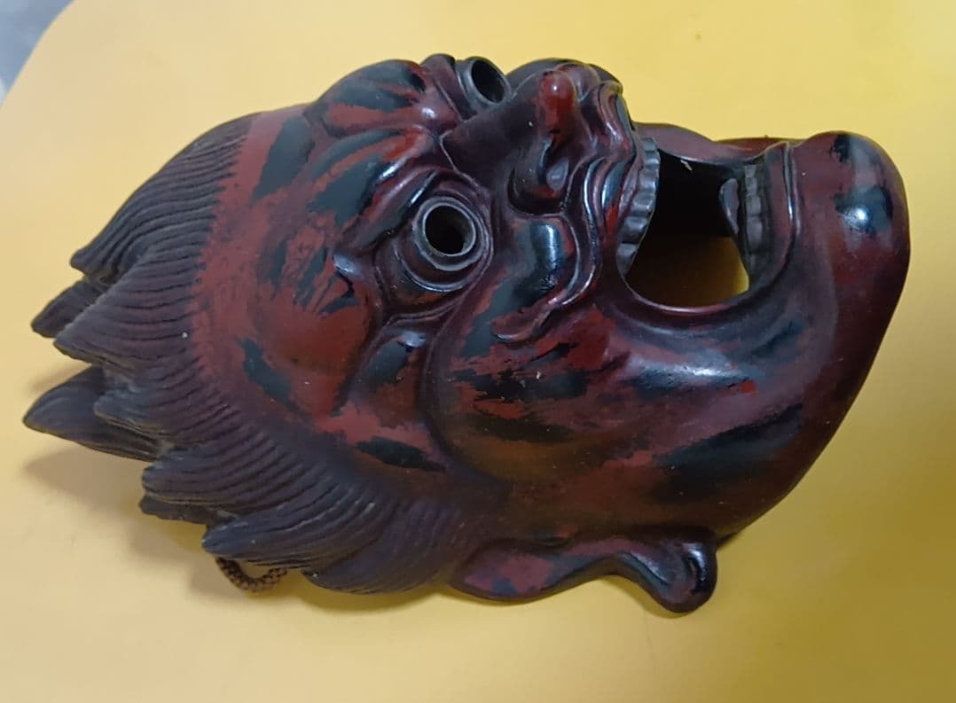 骨董品 伐折羅大将 お面 壁掛け 乾漆 仏教 美術 骨董品 レトロ アンティーク