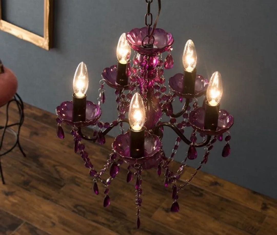 高級シャンデリア　極上品　パープル　美品　完成品発送