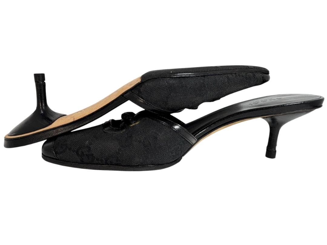 グッチ GUCCI サンダル ミュール シグネチャー 黒 ブラック 24cm