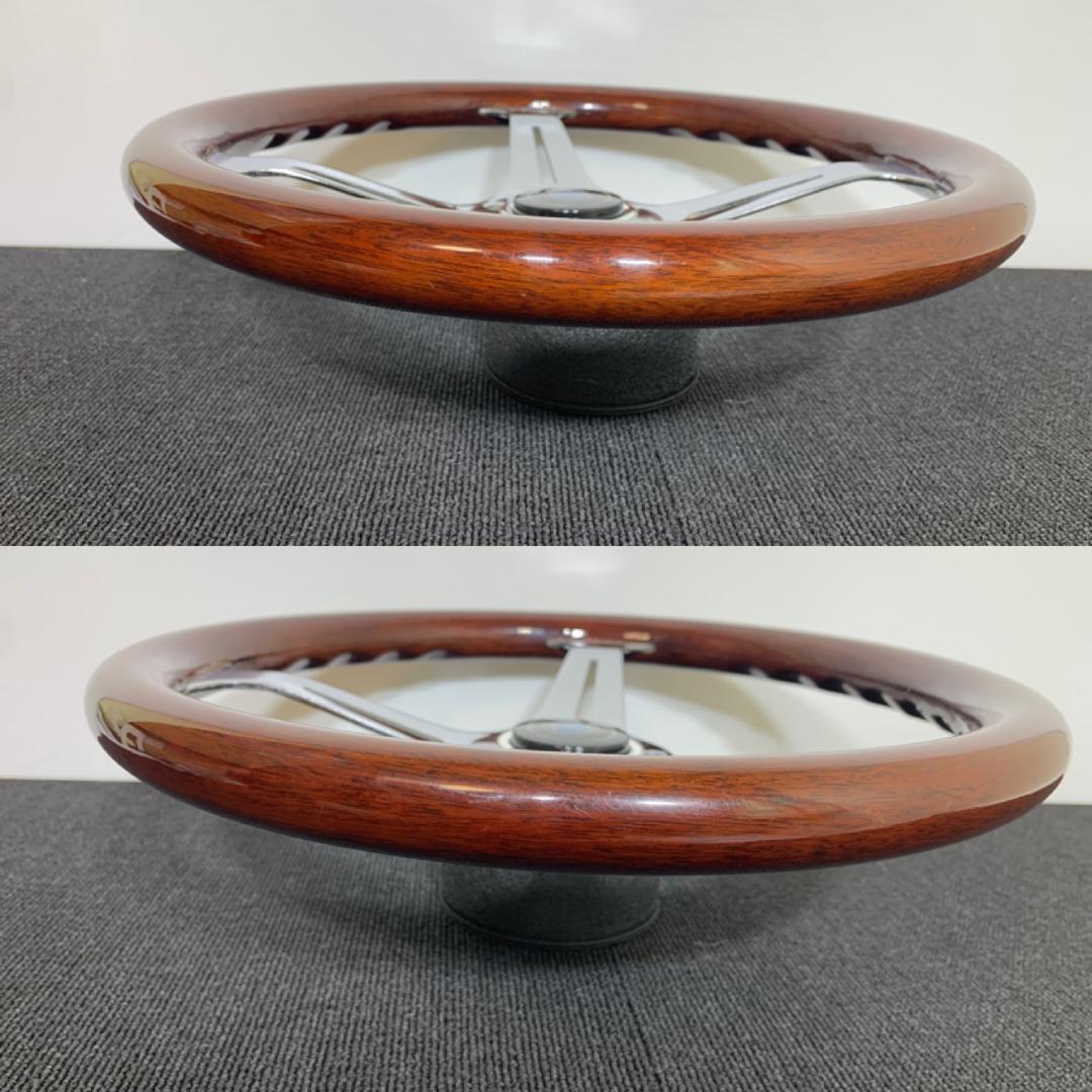 エムズスピード ウッドステアリング ホーンボタン付 メッキ輝き良好 希少