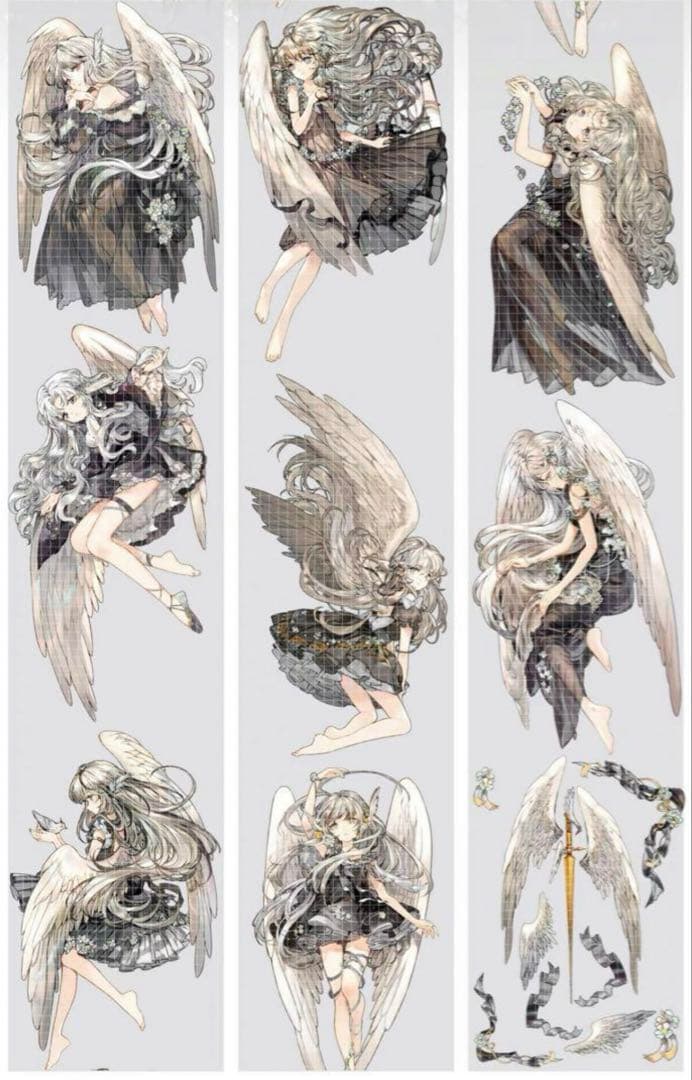 《在庫処分セール》海外　人物　マスキングテープ　墨魚 貝殼光11点、ホロ1点