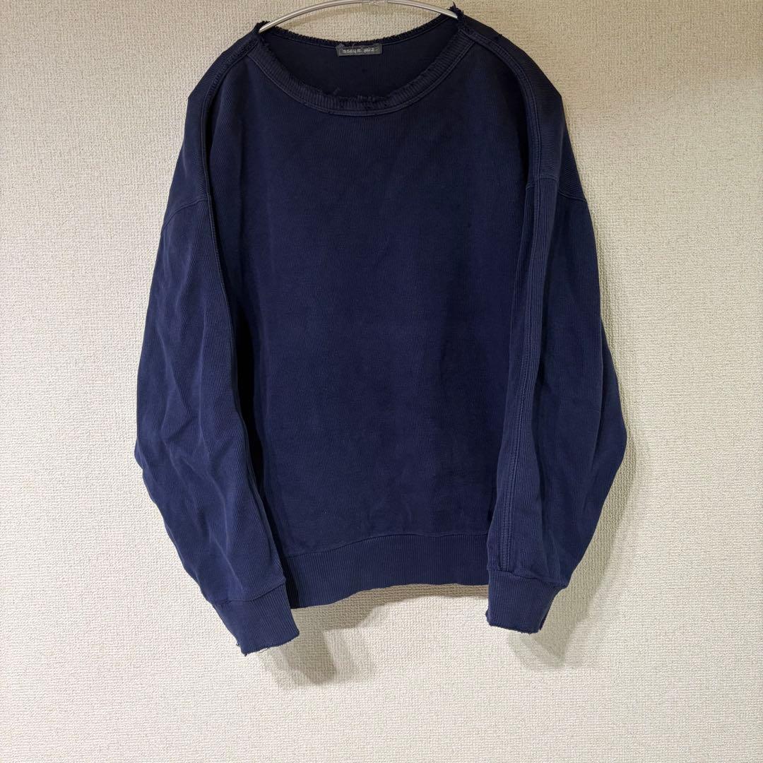 80s 筆タグ　ISSEY MIYAKE スウェット　バックロゴ　ネイビー