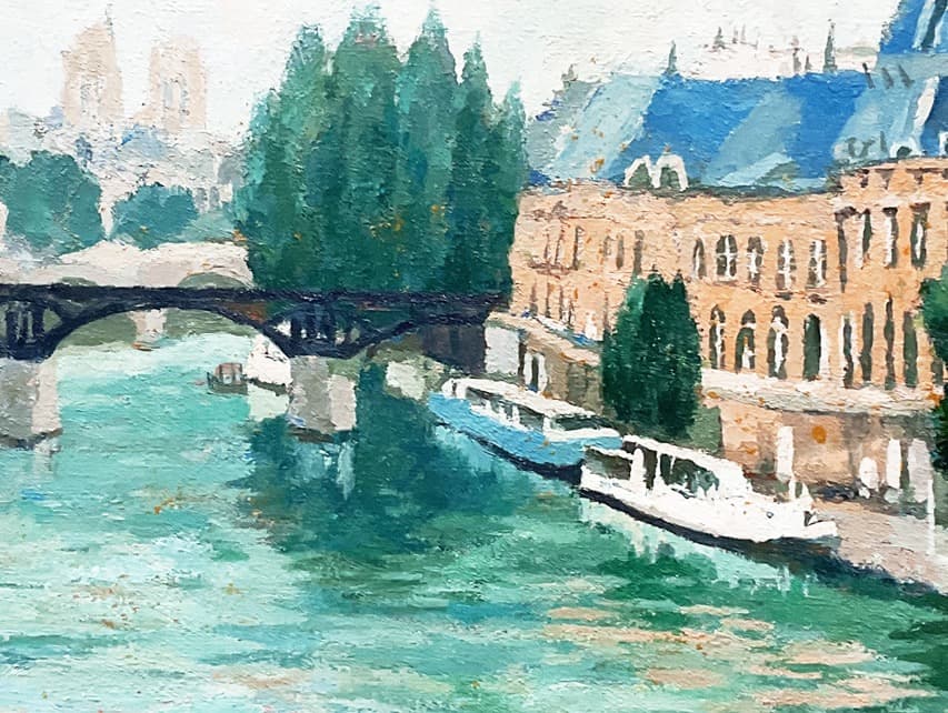 もり様向け383 油絵/風景/街角/パリ/セーヌ川/P15号