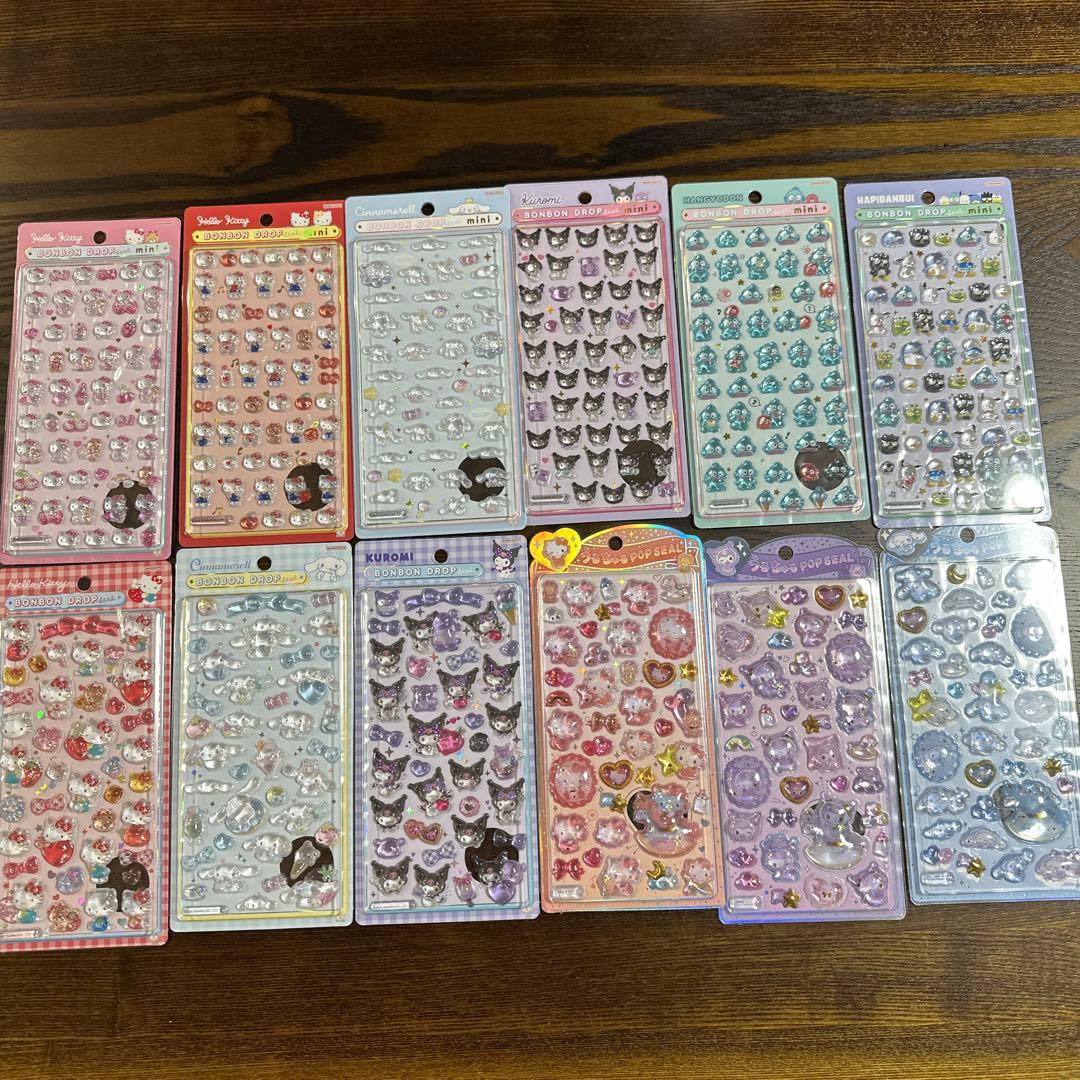 【正規品】サンリオ12枚セット　ボンボンドロップシール　ミニ　うるちゅるシール