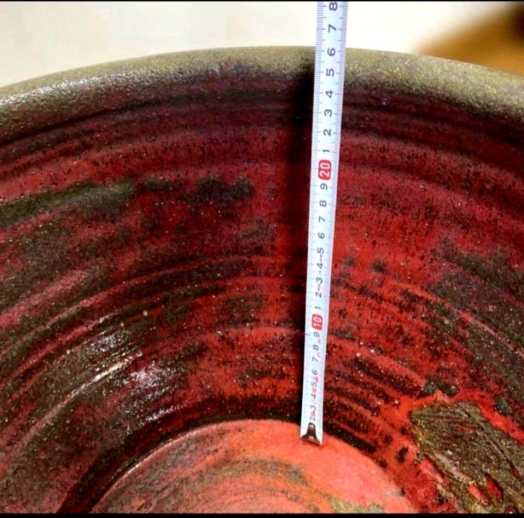 美しい赤鉢　睡蓮鉢　特大