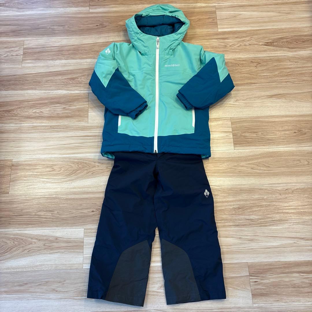 【クリーニング済】モンベル キッズ スキーウェア 上下セット 120/130