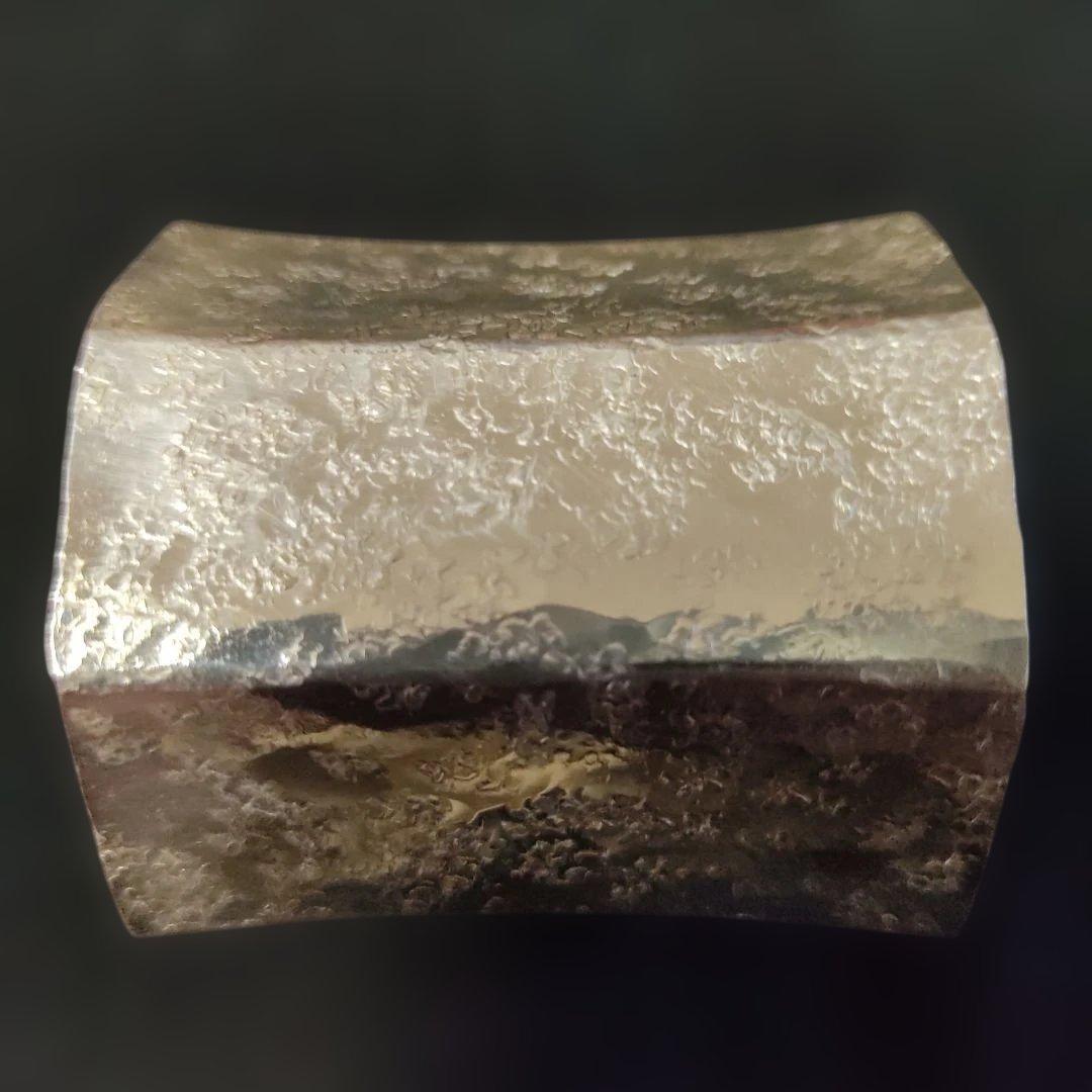 南鐐八角蓋置き。竹影堂。銀製品。 銀杏、いちょう。約70g。茶道具。