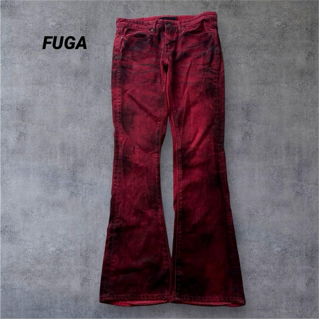 パンツ FUGA grunge design flare denim Red y2k