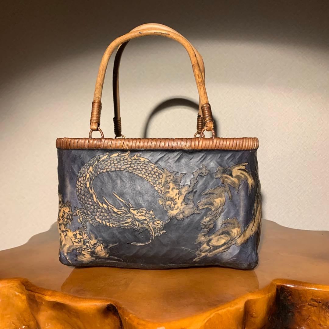 た*ん様 ＊一閑張りバッグ（龍神）柿渋染