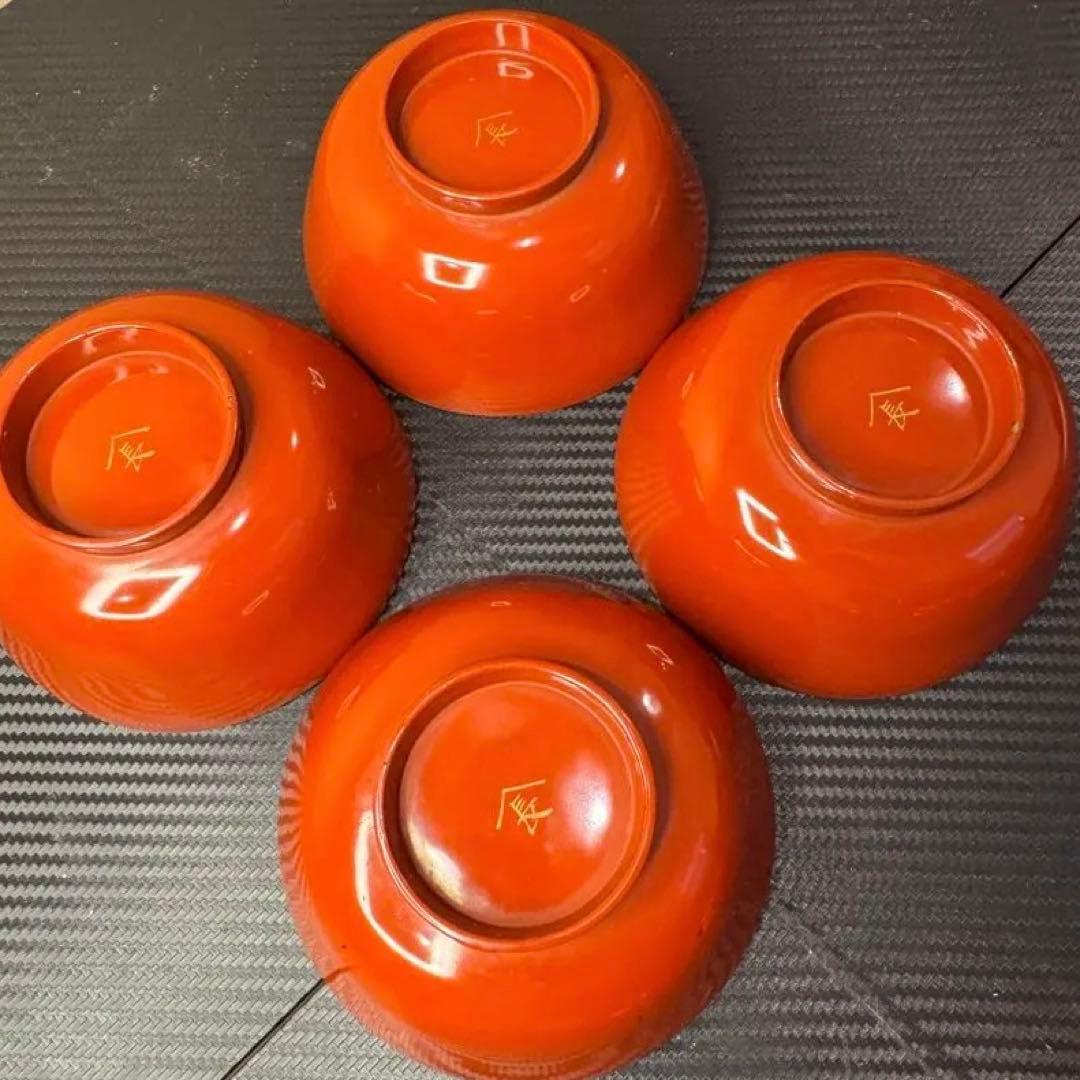 【超希少・極美品‼️】昭和 当時物 伝統工芸品 輪島塗 漆器 高級お椀 4コセット