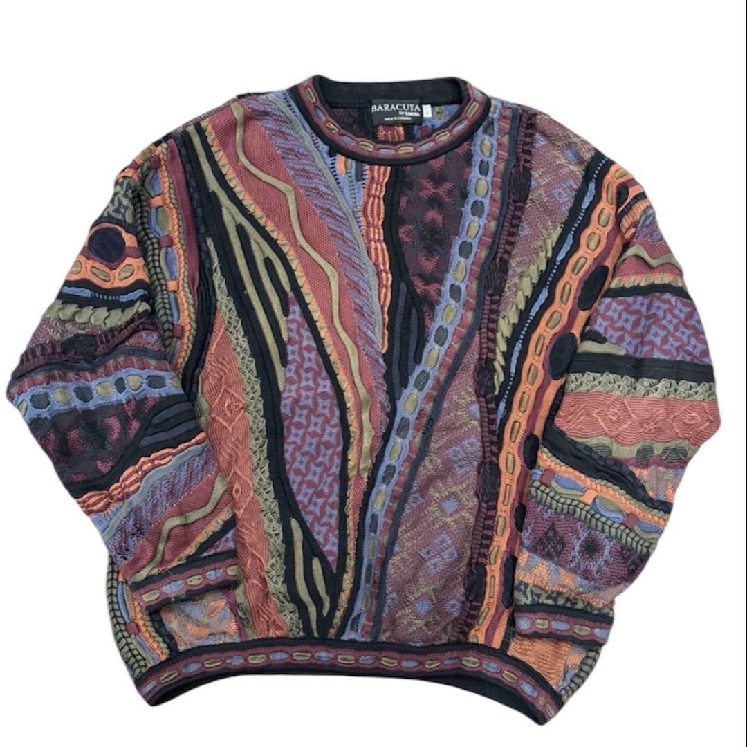 BARACUTA カナダ製 TUNDRA ヴィンテージ 3D 総柄 ニット