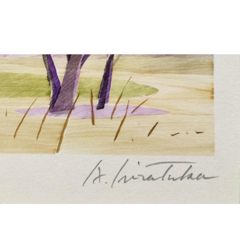 ☆平塚昭夫☆「早春の樽前」合羽摺り版画　太子サイズ　未使用！