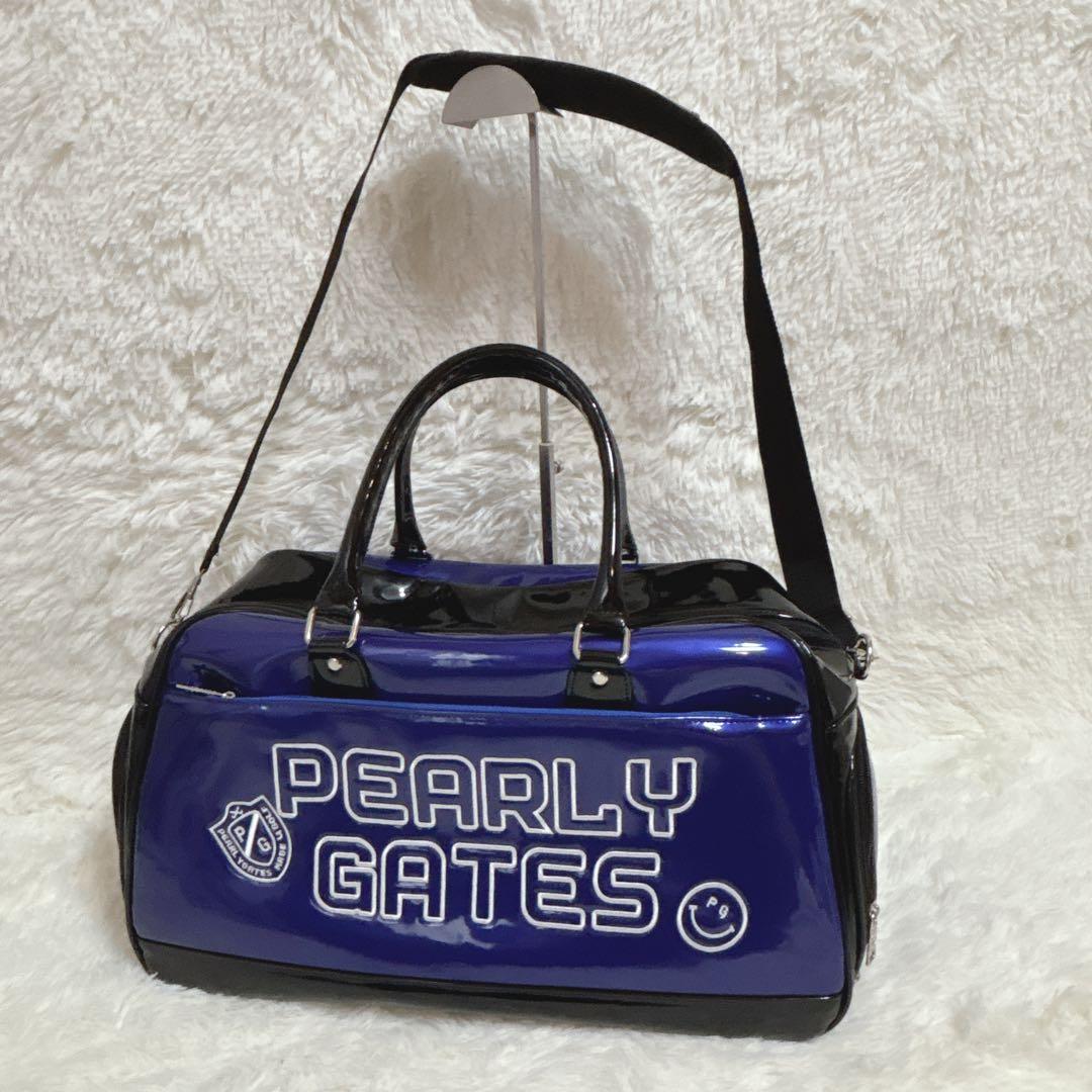 美品パーリーゲイツ ゴルフ衣類用ボストンバッグ エナメル ブルー
