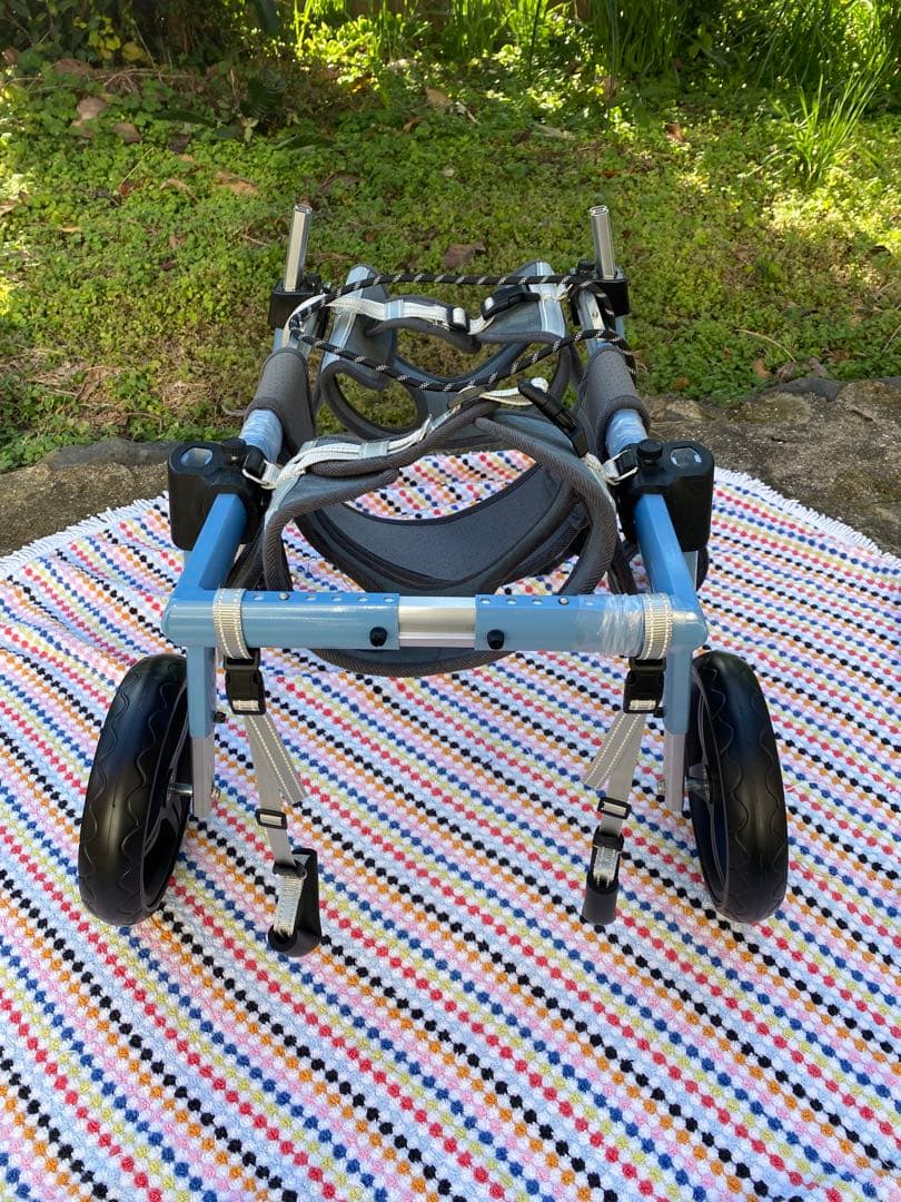 犬 車椅子 4輪、 大型用調節可能　前輪と後輪付き(Blue,XL)