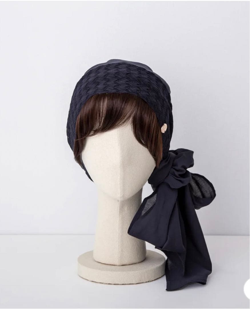 SCARF HAT KnitLace-Navy BAREN バレン ケアウィッグ