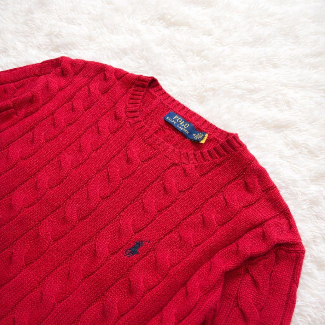 ✨POLO RALPH LAURENケーブルニット ネイビーポニー人気カラーQR
