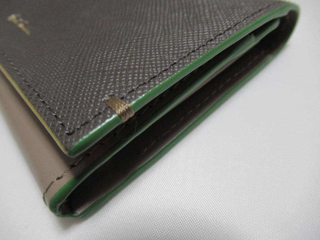 ポールスミス 新品！カラーエッジ牛革名刺入れ カードケース グレー