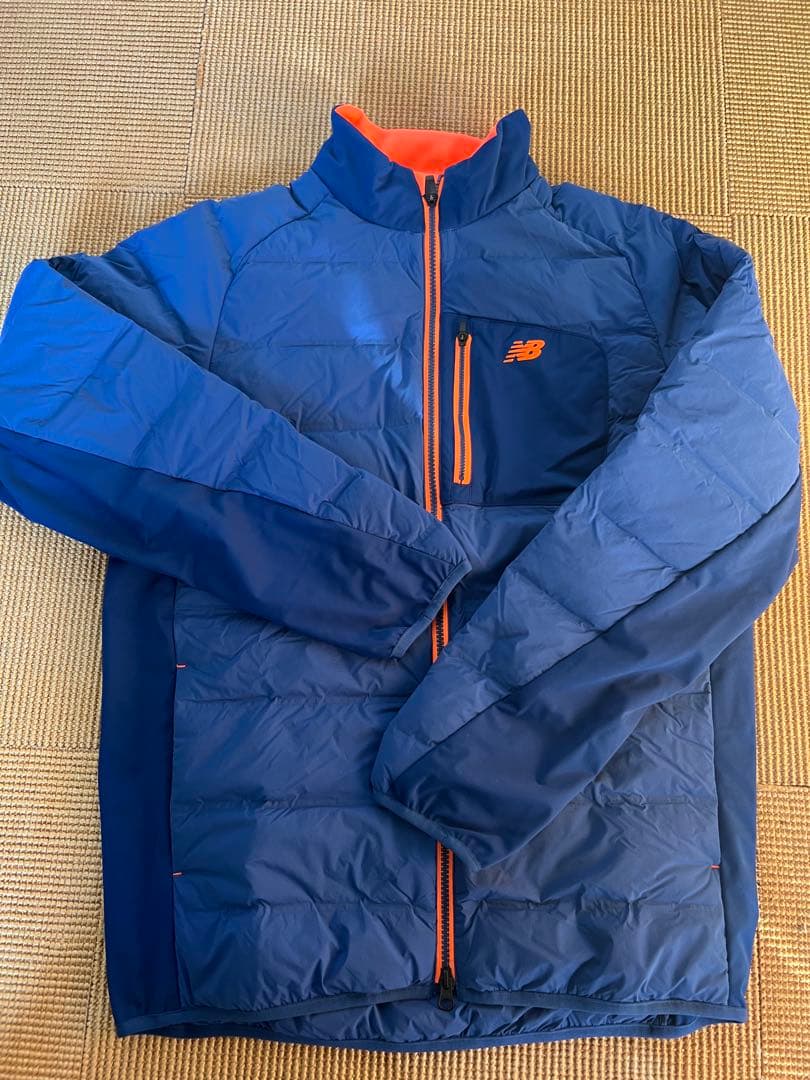 new balance メンズダウンジャケット ネイビー/オレンジ