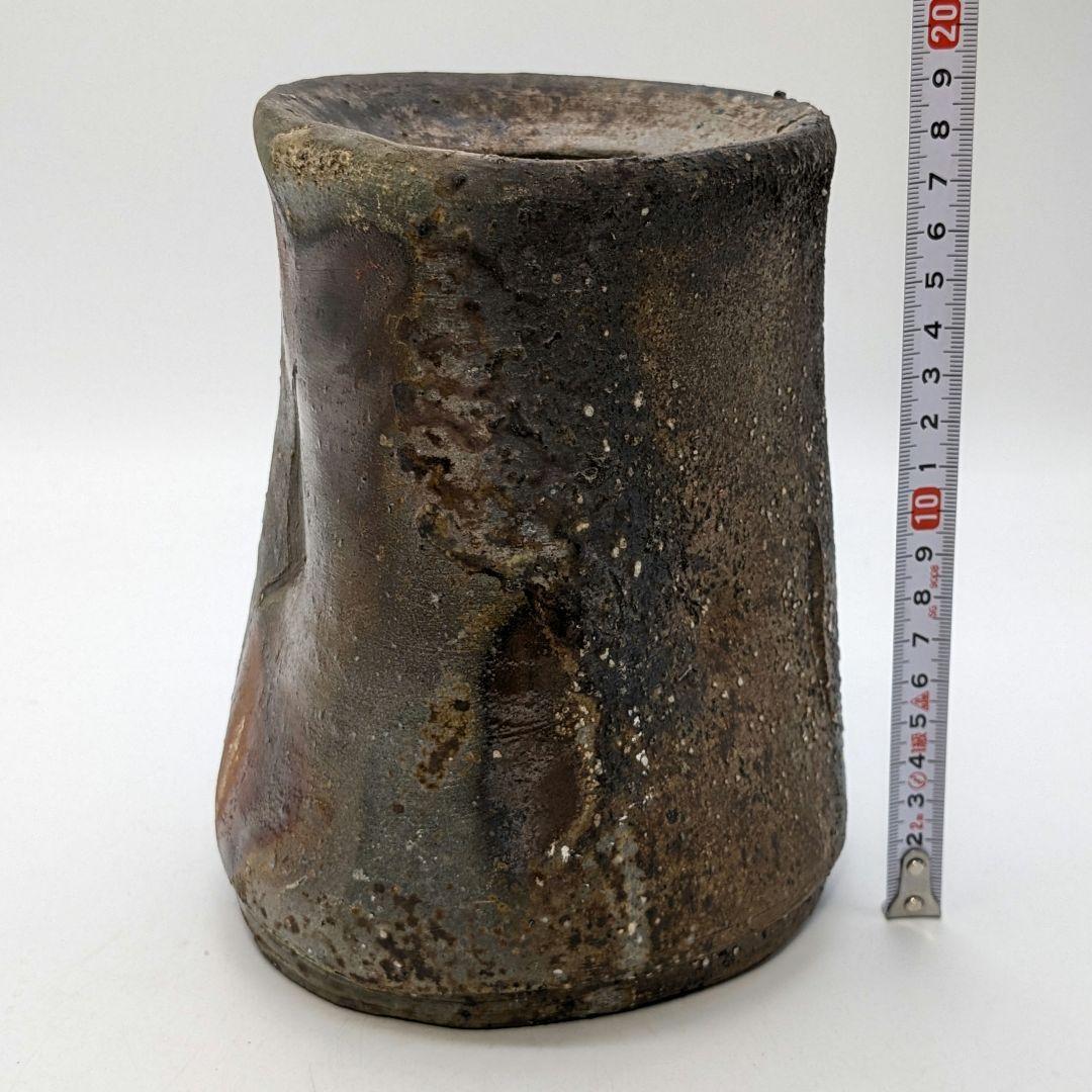 竹子窯 西川政彦 備前焼 窯変旅枕三角花入 花器 花瓶 フラワーベース 置物