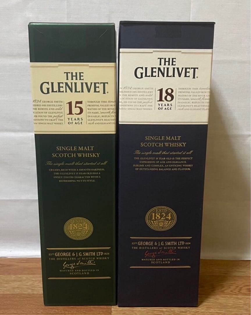 旧ボトル グレンリベット15年&グレンリベット18年 1L 箱付き 2本