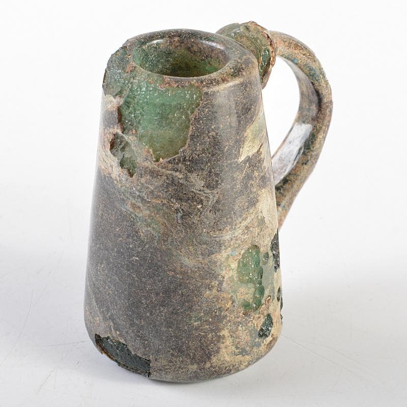 古代　ローマンガラス　取手付小瓶　N　R5933