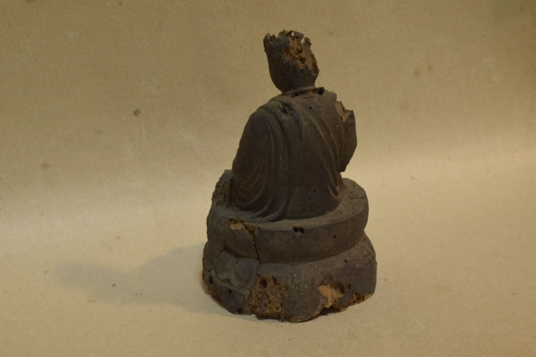朽ちた木製仏像/蓮華座　古物　蚤の市