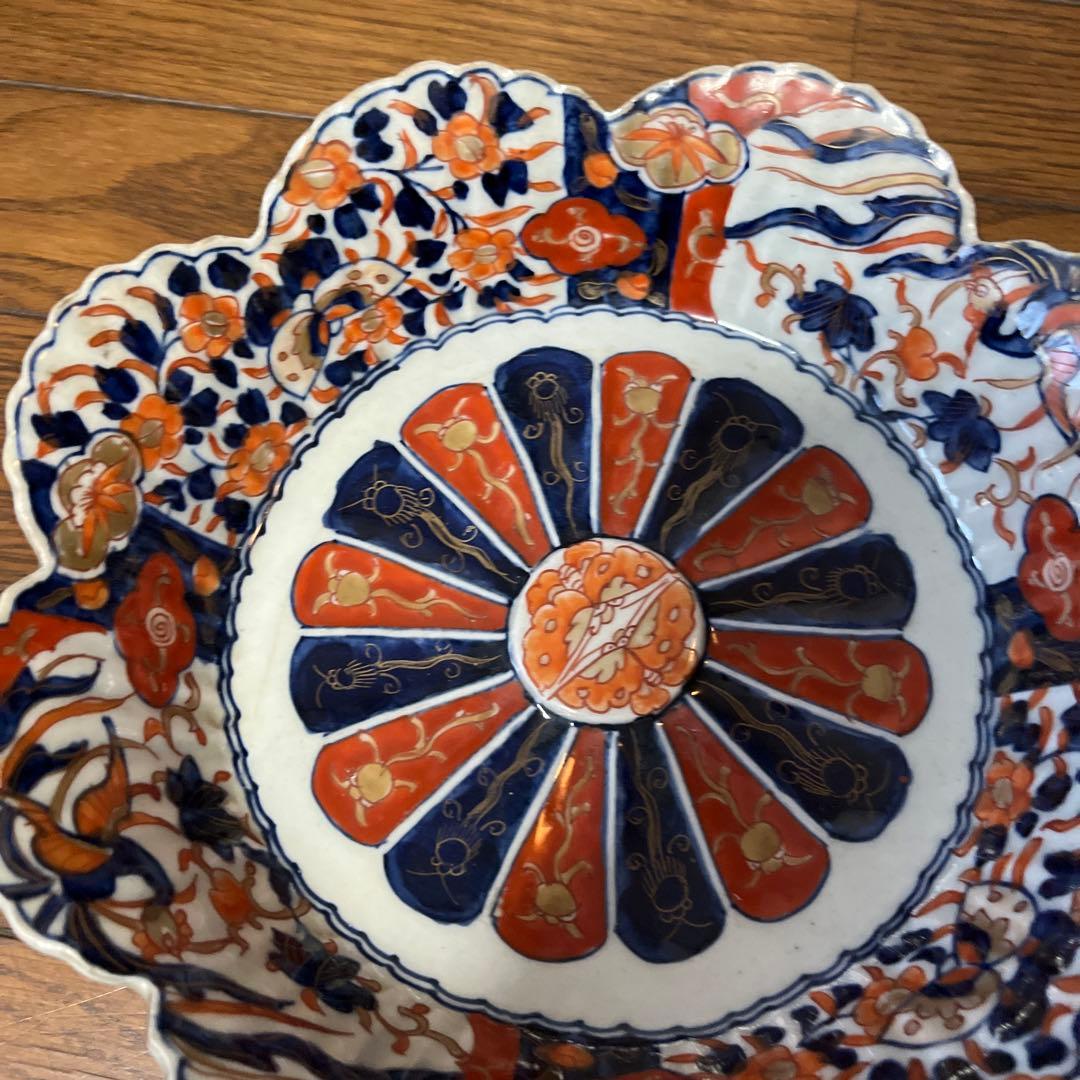 期間限定最終処分特価　逸品古伊万里色絵超力作大鉢と中鉢変形フリル鉢素敵すぎる名品