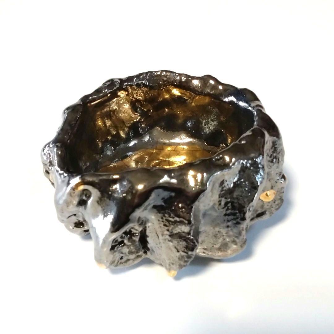 市川透　VANISHING POINT　ぐい呑　金銀　備前　ゴールド　シルバー