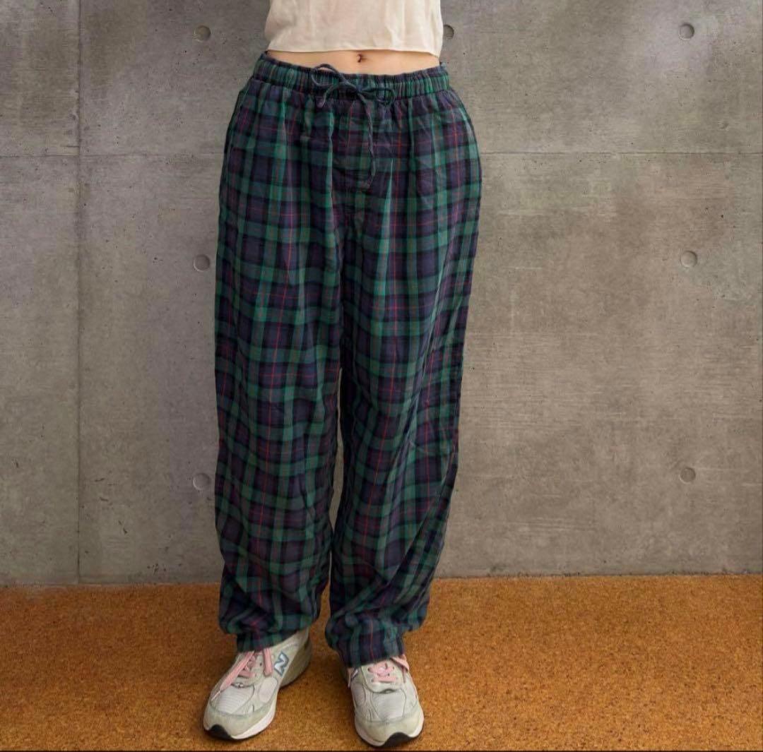 chiii70sビンテージ ウールニットカーディガン＋チェックパンツ