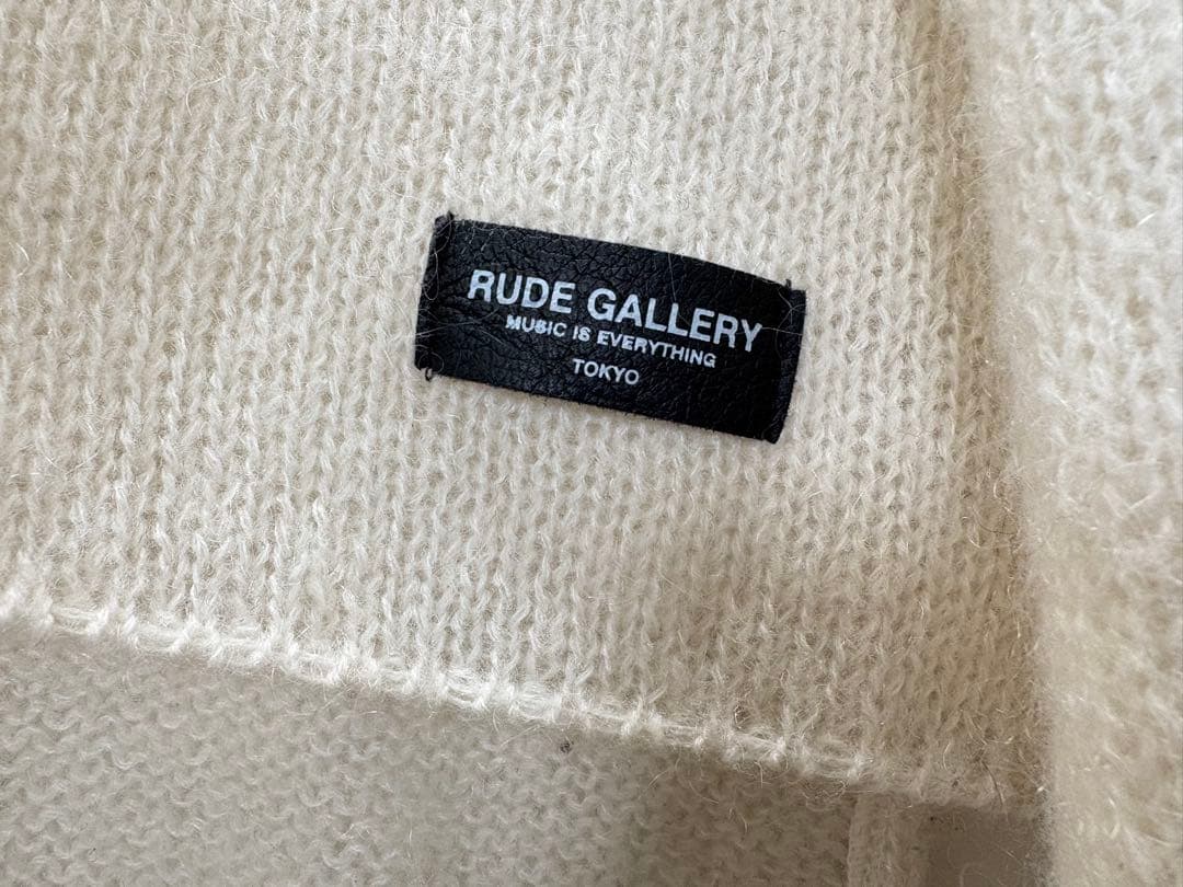 RUDE GALLERY モヘア　タートルネック　ニット　白　グレー　ウール