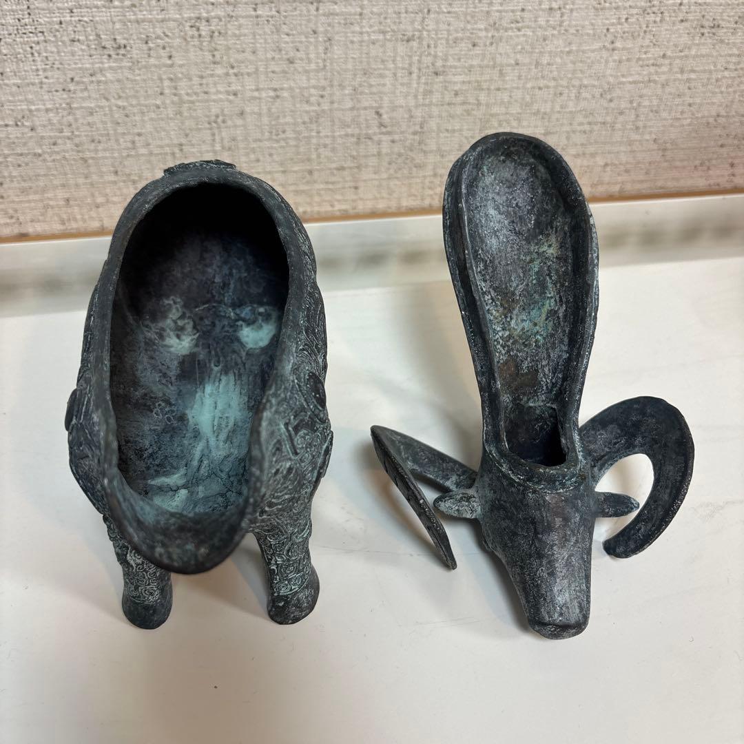 青銅器　羊の形装飾品羊尊 盛酒器 置物 祭祀品 古美術