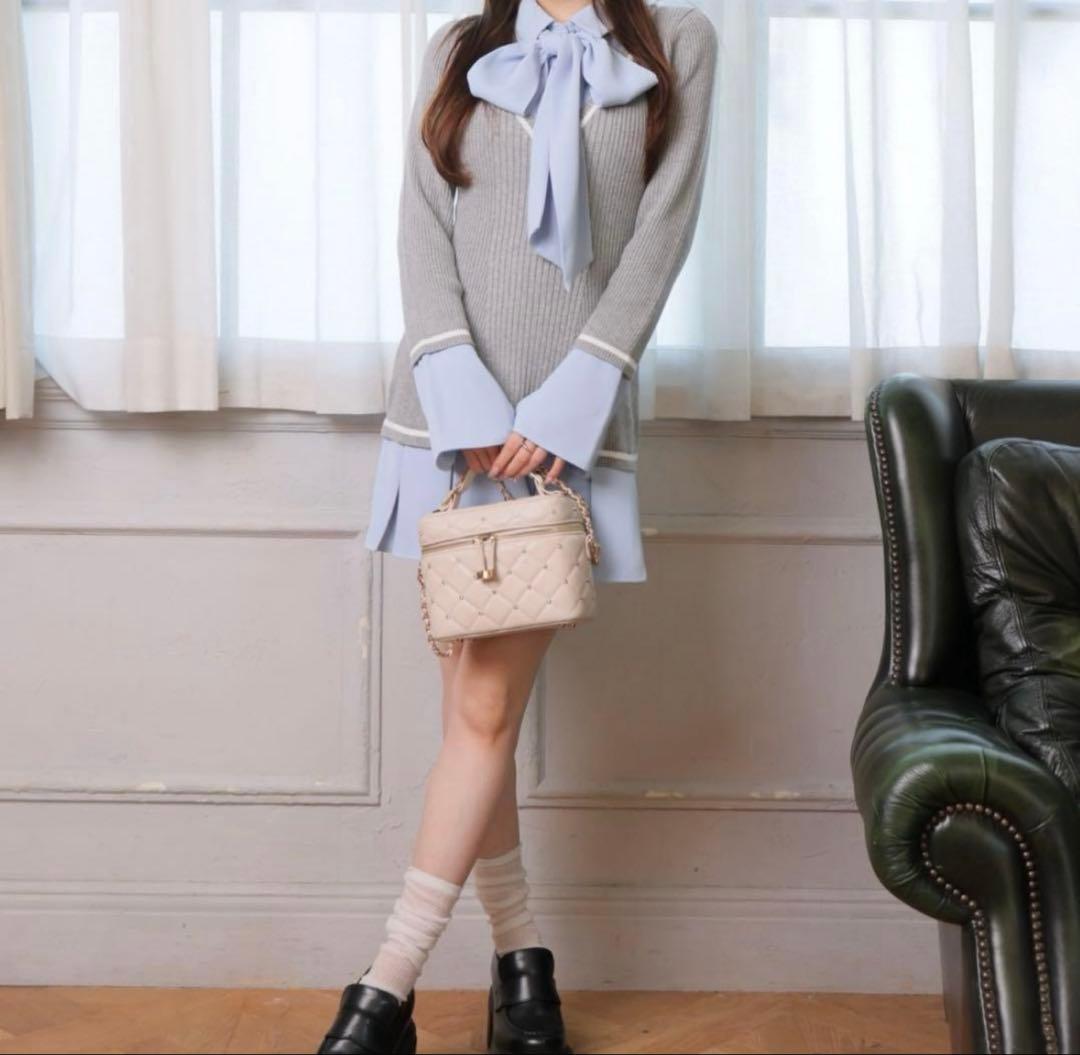 LIPSERVICE シャツドッキングプリーツワンピース リップサービス グレー