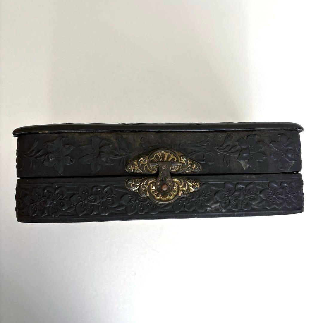 アンティーク　バニティセット　セルロイドボックス　天使と薔薇　百合