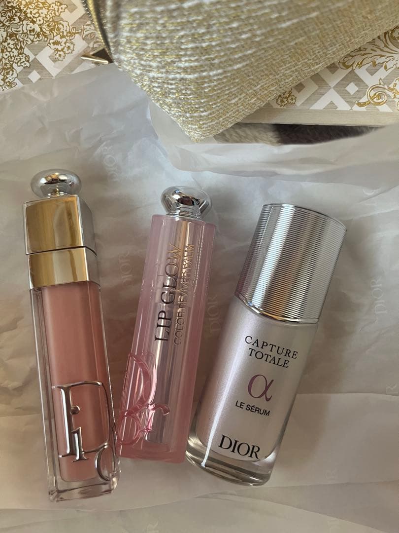 Dior リップグロス 3本セット ゴールドポーチ付き