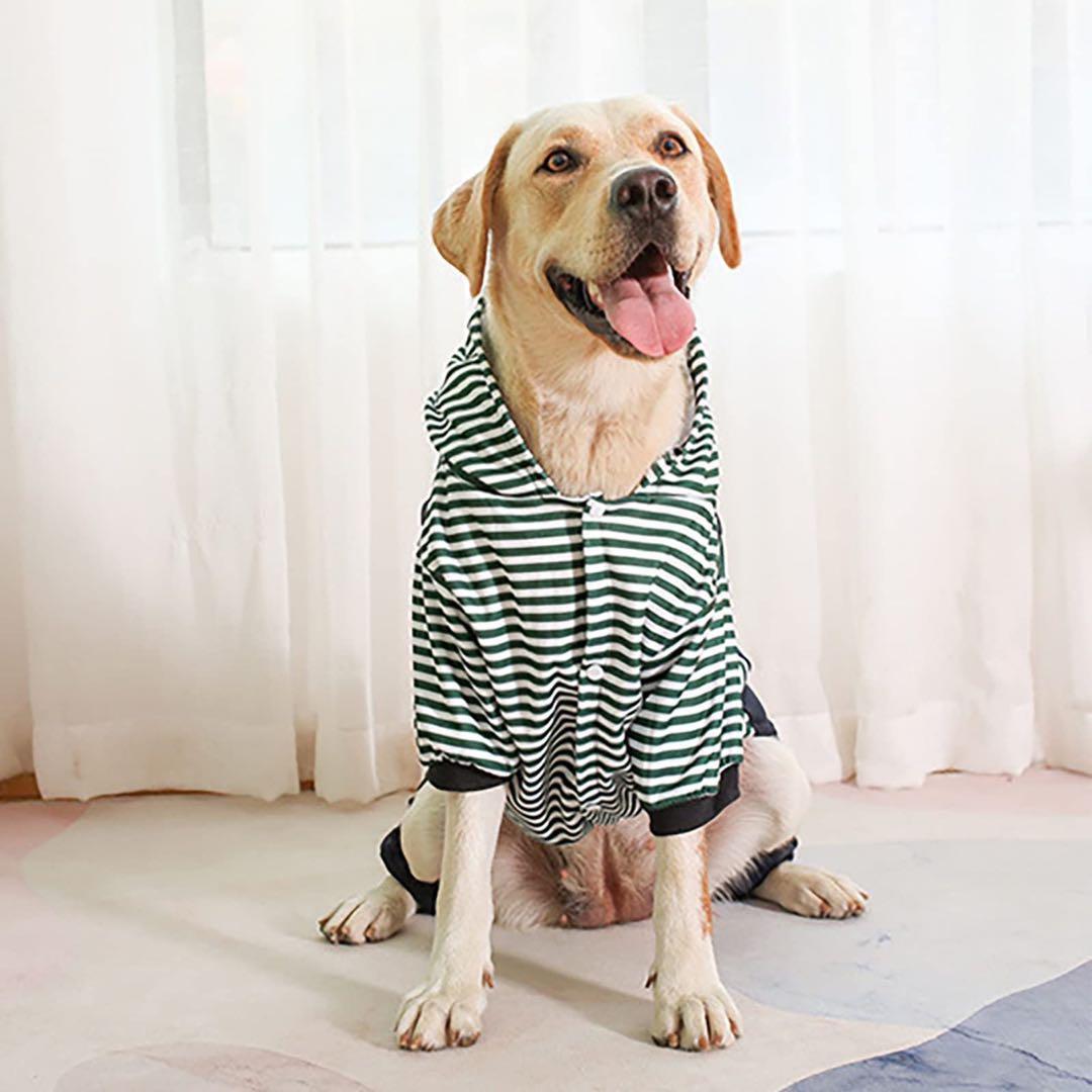 ドッグウェア パーカー 冬服 厚手 防寒 保温 犬服 ロンパース ボーダー柄