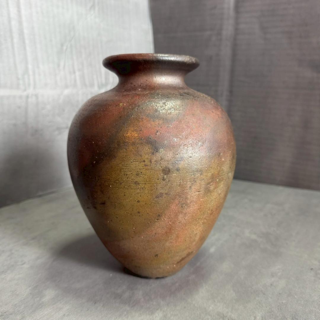 【備前焼】清水千代市 作 丹波花瓶 共箱付き 信楽焼風 花器 一点物