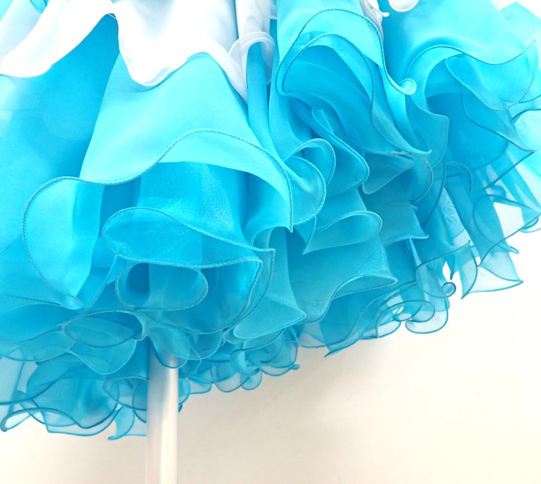 Y5434【白樺ドレス】M★水色/スワロフスキー/スタンダード☆社交ダンス